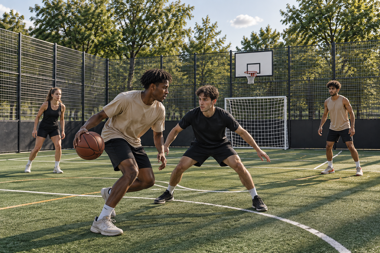 Überarbeitete Basketballszene im Court